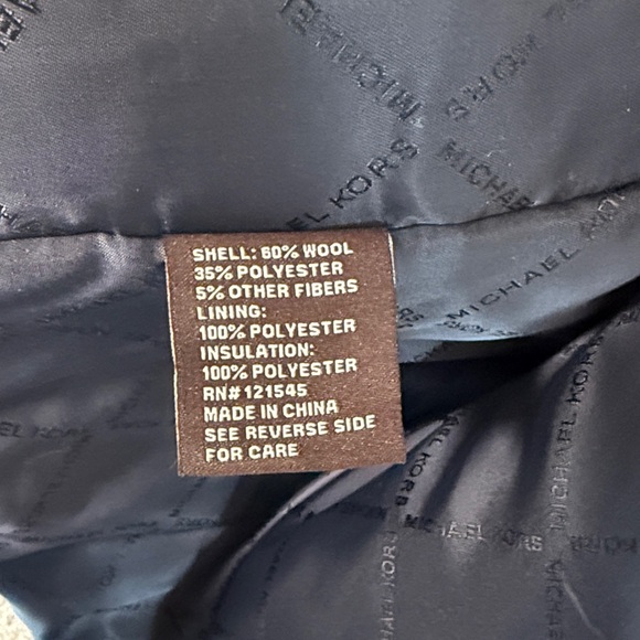 Michael Kors Men's Dark Gray Wool Coat with Striped Scarf - Picture 3 of 9